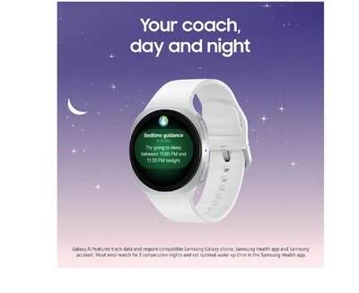 Samsung Galaxy Watch8 Smart Watch, GPS, 44mm, Aluminum Case, Silver Silicone (SM-L330NZSAXAA)