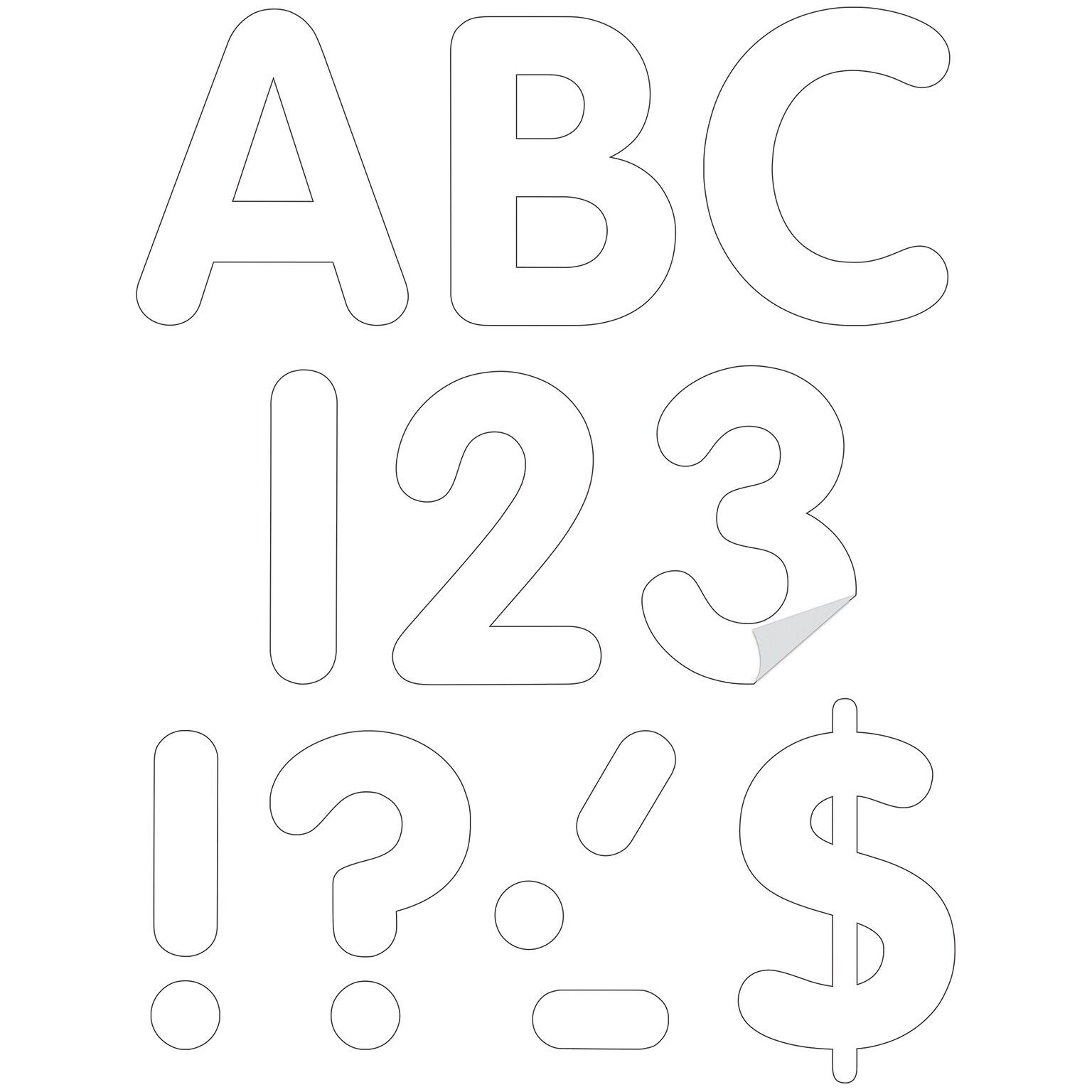 Teacher Created Resources 4 Self-Adhesive Letters and Numbers, White, 108/Pack (TCR9641)