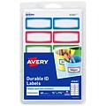 Avery Water-Resistant Laser/Inkjet ID Labels, 3/4 x 1-3/4, Assorted Border Colors, 12 Labels/Sheet, 60 Labels/Pack (41441)