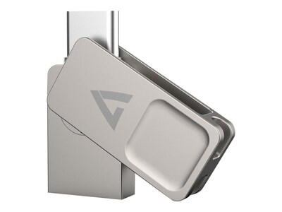 V7 Dual 128GB USB 3.2 Type C Flash Drive, Gray  (VF3128GTC)