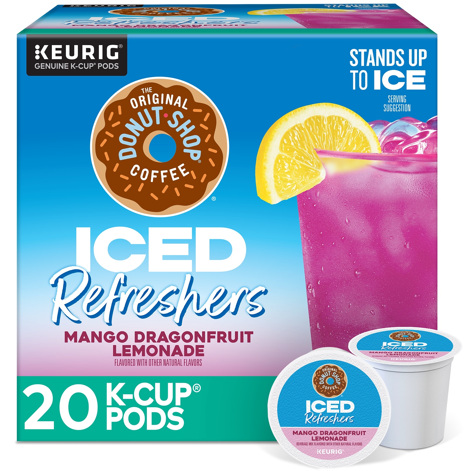 The Original Donut Shop Iced Refreshers Mango Dragonfruit Lemonade, Keurig® K-Cup® Pods, 20 Pods/Box (5000382824)