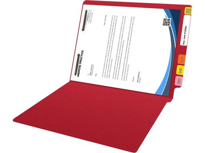 Medical Arts Press Reinforced End Tab File Folder, Straight Cut, Letter-Size, Red, 50/Box (S-01501-RED)
