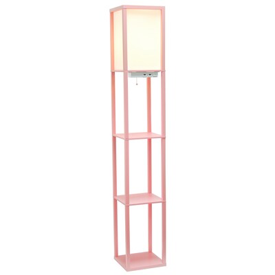 Simple Designs Etagere Organizer 62.5" Floor Lamp with Rectangular Shade, Light Pink (LF1037-LPK-CCLB)