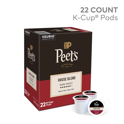 Peets Coffee House Blend Coffee Keurig® K-Cup® Pods, Dark Roast, 22/Box (6546)