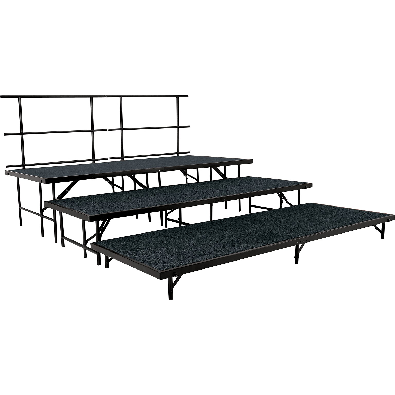NPS 3-Level Straight Stage Set, 4 x 8 Platforms, Black Carpet (SST483LC10)