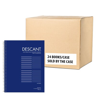 Roaring Spring Paper Products Descant Music Notebook, 8.5" x 11", Stave-/College-Ruled, 32 Sheets, Blue/White, 24/Carton