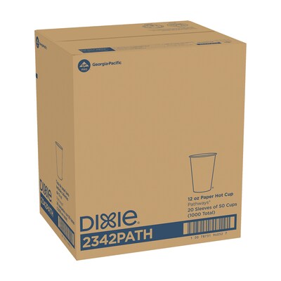 Dixie Pathways Poly Paper Hot Cups, 12 oz., White, 1000/Carton (2342PATH)
