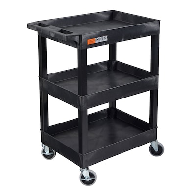 Luxor TUFFY 3-Shelf Multi-Purpose Utility Cart, Black (SEC111-B)