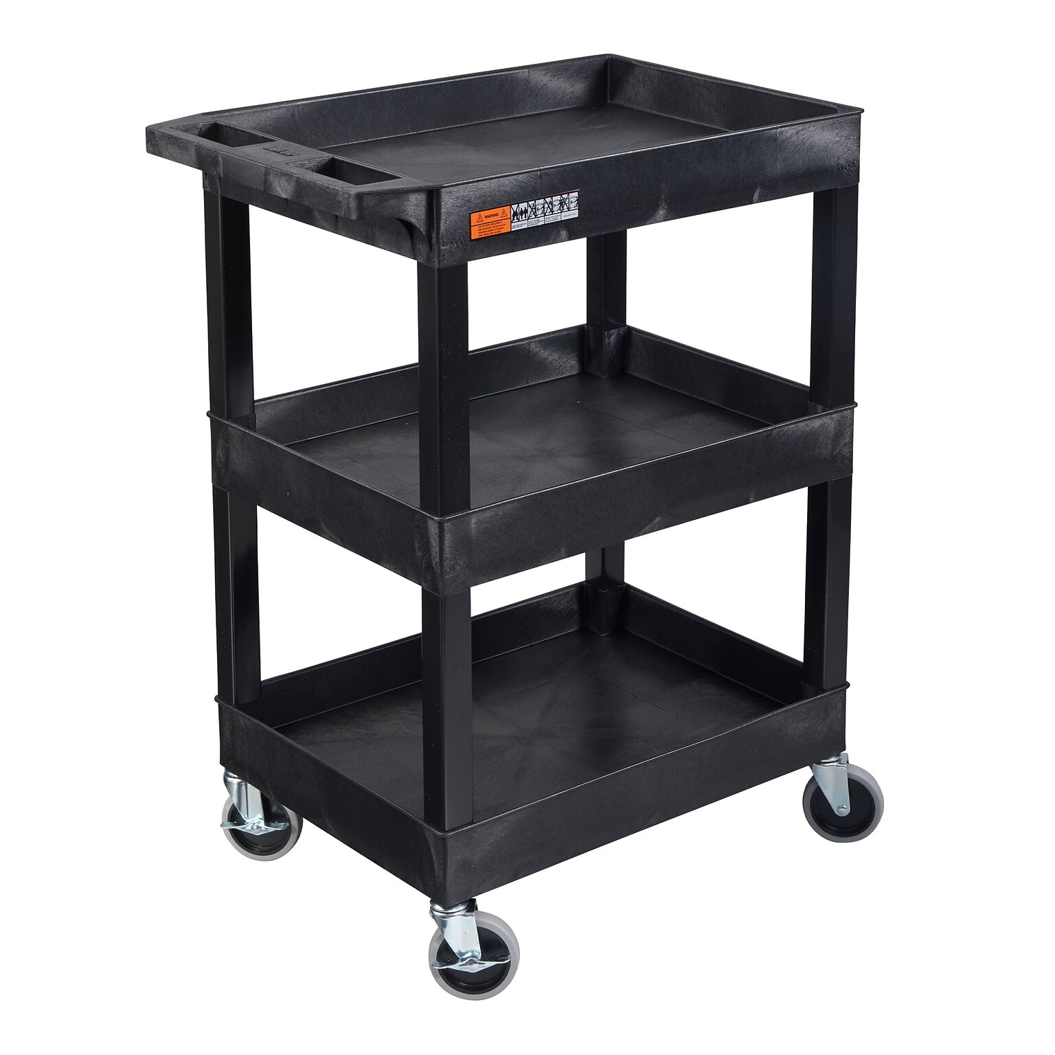 Luxor TUFFY 3-Shelf Multi-Purpose Utility Cart, Black (SEC111-B)