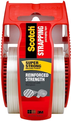 Scotch® Reinforced Strength Shipping Strapping Tape with Dispenser, 1.88 x 10 yds., Clear (50)