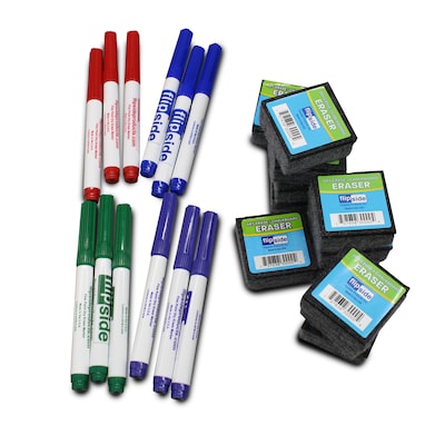 Flipside Dry-Erase Graphing Paddle, Pen, and Eraser Class Pack, 36/Set (19125)