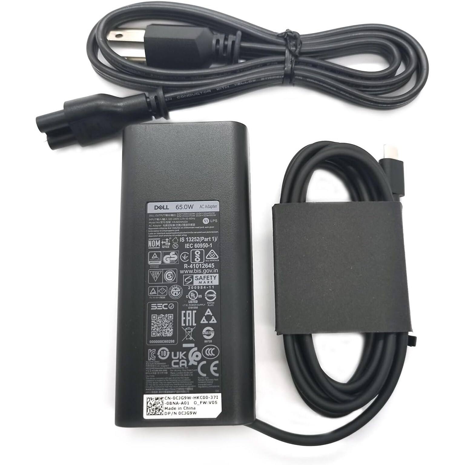 BTI 65W USB-C, AC Adapter for Dell Laptop, Black (0WMDHR-BTI)