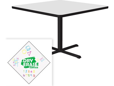 Correll Square-Shaped Dry-Erase Markerboard Cafe Table, 36" x 36", Frosty White/Black (BXT36DES-80)