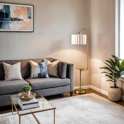 Adesso Caldwell 62"H Antique Brass Floor Lamp with White Linen Shade (4229-21)