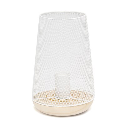 Creekwood Home Industrial Mesh 9" LED Table Lamp, White (CWT-1004-WH)