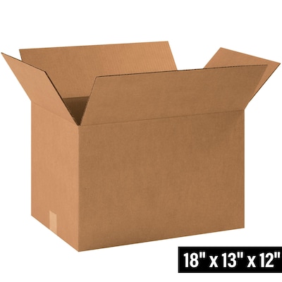 13 x 12 x 18 Heavy Duty Shipping Boxes, Brown, 25/Bundle (181312)