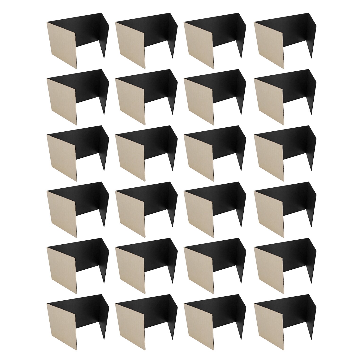 Flipside 48W Study Carrels, Black, 24/Pack (61867-24)
