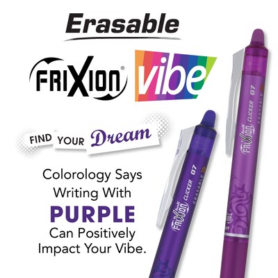 Pilot FriXion Clicker Vibe Erasable Gel Pen, Fine Point, 0.7mm, Assorted Ink, 3/Pack (FXCC3010F)