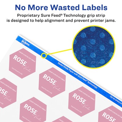 Avery Laser/Inkjet Multipurpose Labels, 1.8704"  x 1.5", Matte White, 5000/Box (94120)