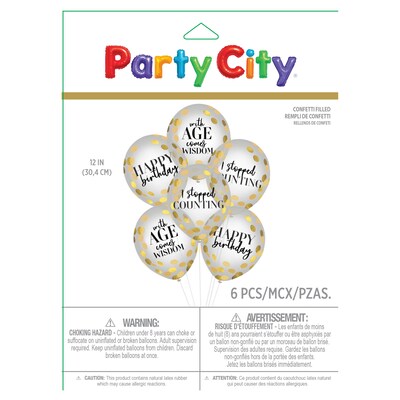 Party City 12 Party of The Ages Latex Balloons, 6/Pack (AM60050030-PC)