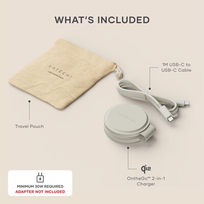 Satechi OntheGo 2-in-1 Wireless Charger, Sand (ST-QTG21W)