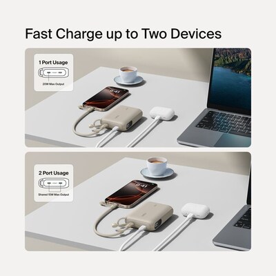 Belkin BoostCharge Power Bank, 20W, Sand (BPB027FQSD)