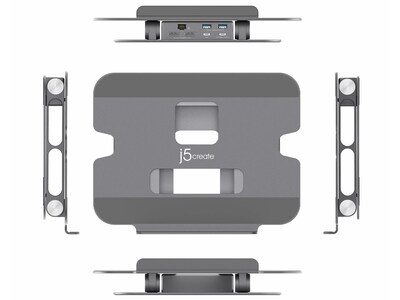 j5create 11.4" x 8.9" Aluminum Multi-Angle Dual-HDMI Docking Stand, Space Gray/Silver (JTS427)