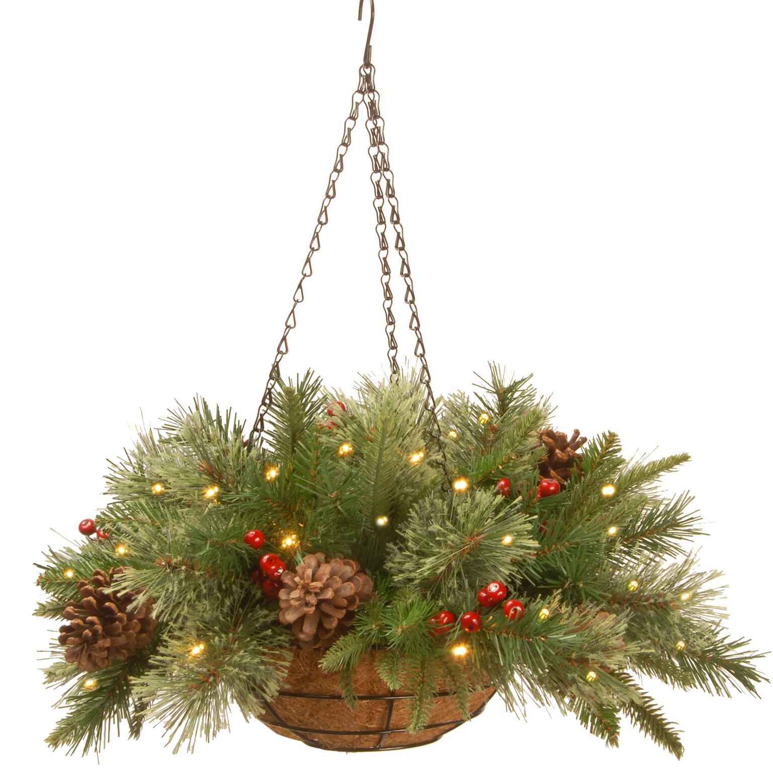 National Tree Company 20 in. Colonial Hanging Basket with LED Lights (PECO1-300-20HB1)