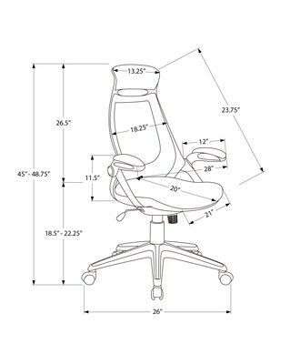 Monarch Specialties Inc. Ergonomic Leather-Look Computer and Desk Chair, Black (I 7276)