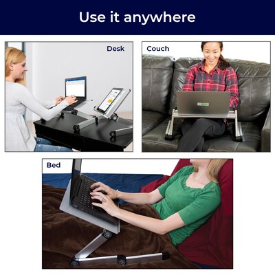 Uncaged Ergonomics WorkEZ Executive with 2 Cooling Fans + 3 USB Ports, Silver (WEEFHs)