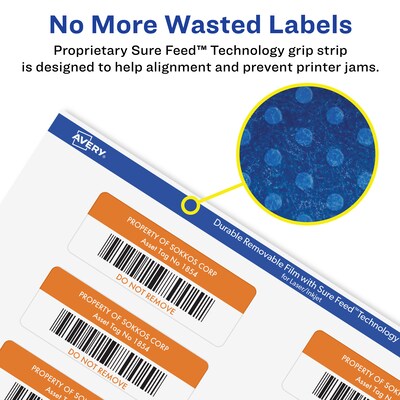 Avery Durable Removable Rectangle Multipurpose Labels, 1" x 2-5/8", White, 128/Pack (94201)