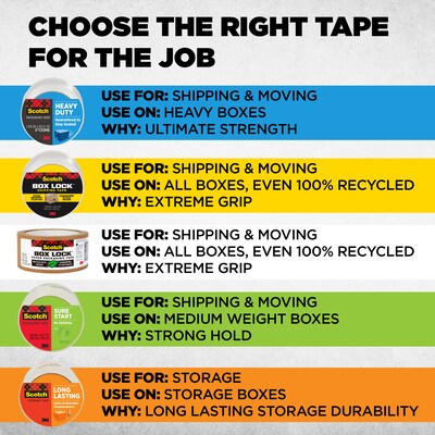 Scotch Heavy Duty Packing Tape, 1.88" x 38.2 yds., Clear, 3/Pack (3850S-LR3)
