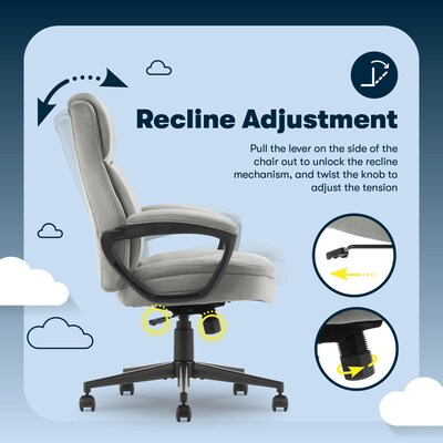 Serta Comfort Ergo Ergonomic Velvet Fabric Swivel Executive Chair, Gray (CCHR10016C)