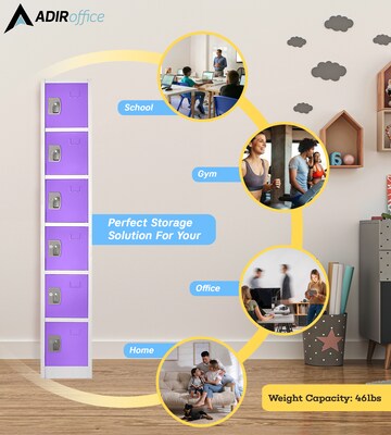 AdirOffice 72'' 6-Tier Purple Storage Locker (629-206-PUR)