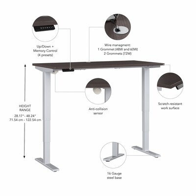 Bush Business Furniture Move 40 Series 28''-48'' Adjustable Standing Desk, Storm Gray/Cool Gray Metallic (M4S4824SGSK)