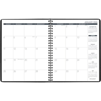 2026 AT-A-GLANCE 7 x 8.75 Monthly Planner, Faux Leather Cover, Black (70-120-05-26)