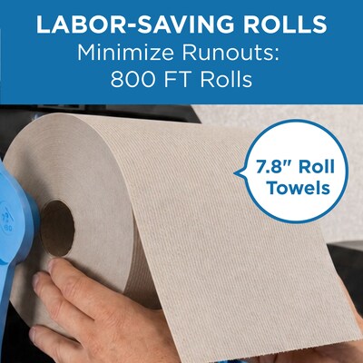 Pacific Blue Basic Recycled Hardwound Paper Towels, 1-ply, 800 ft./Roll, 6 Rolls/Carton (26301)
