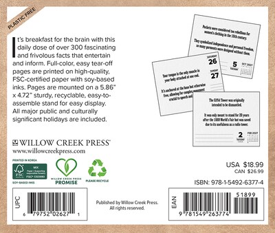2027 Willow Creek Today I Learned 6.2 x 5.4 Day-to-Day Calendar, Assorted Colors (63774)