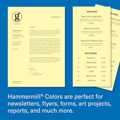 Hammermill Colors Multipurpose Paper, 24 lbs., 8.5" x 11", Canary, 500 Sheets/Ream (104307)