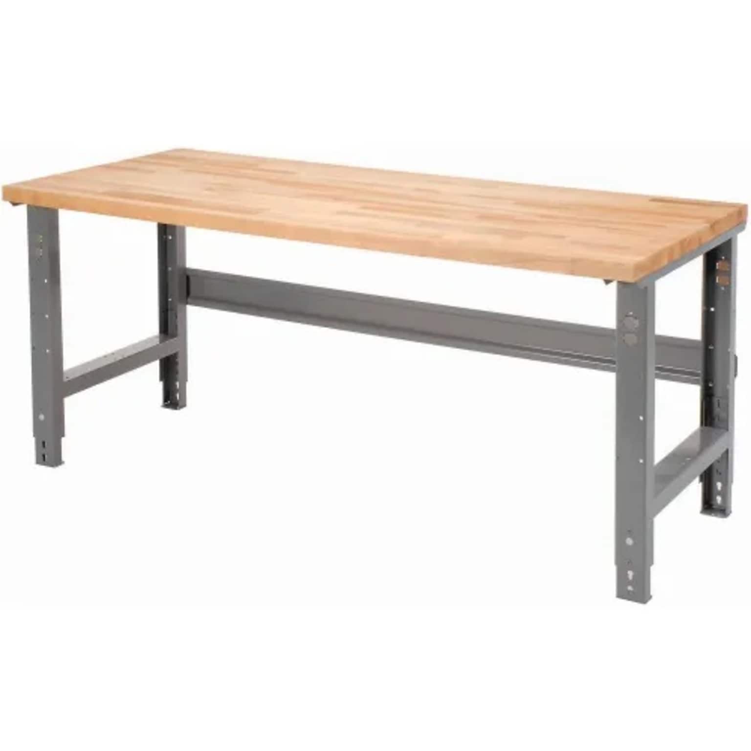Global Industrial Height Adjustable Workbench, 72W x 30D, Birch Square Edge, Gray (318913GY)