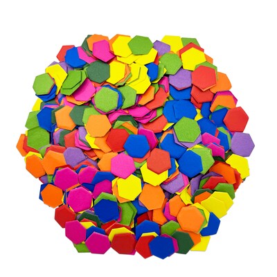Roylco Hexagon Mosaics, 0.5 H x 0.57, Assorted Colors, 2,000/Pack, 3 Packs/Bundle (R-15631-3)