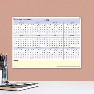 2027 AT-A-GLANCE QuickNotes 16" x 12" Yearly Undated Dry Erase Wall Calendar, Reversible (PM550B-28-27)