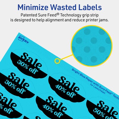 Avery Scalloped Decorative Edge Multipurpose Labels, 1-1/8" x 2-1/4", Bright Blue, 840/Pack (94061)