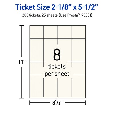Avery Integrated Cards, 2-1/8" x 5-1/2", Matte Ivory, 200/Pack (95331)