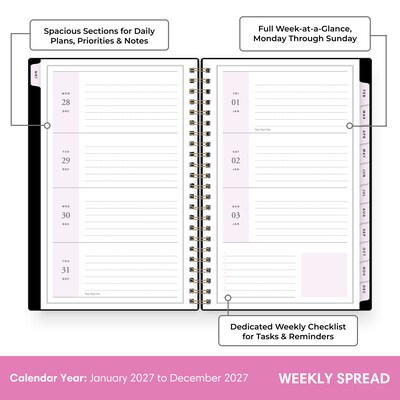 2027 Blue Sky Jessie James Decker 8.5 x 11 Calendar Year Weekly & Monthly Standard Planner Cover, Black (164174)