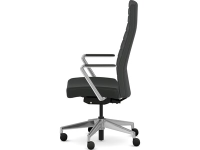 HON Cofi Fabric Swivel Executive Chair, Black/Polished Aluminum (HCFEU.W0.STC.P.H.UR10.CHSTC09.PA)