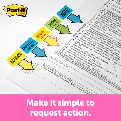 Post-it 'Notarize' Message Flags, 1" Wide, Yellow, 100 Flags/Pack (680-NZ2)