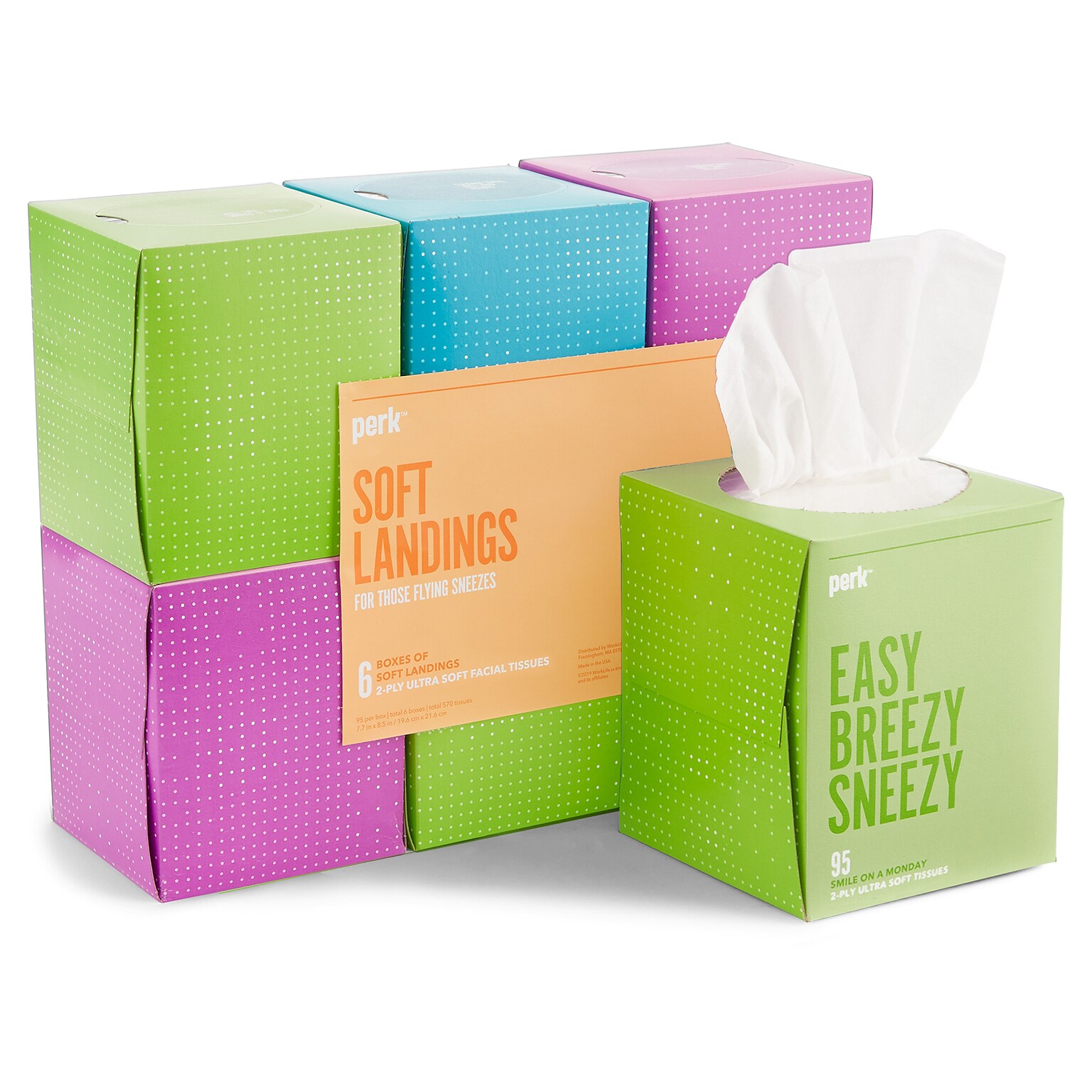 Perk™ Ultra Soft Tissue, 2-Ply, 95 Sheets/Box, 6 Boxes/Pack (PK57779)