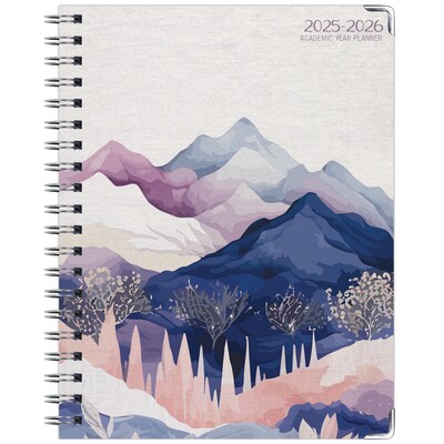2025-2026 Global Printed Products Pastel Mountains 8.5" x 11" Academic Weekly & Monthly Planner, Paper Cover