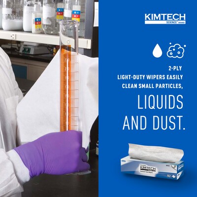 Kimtech Science Kimwipes Delicate Task Fabric Cleaning Wipers, White, 92 Wipers/Box, 15/Carton (34721)